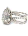 18K White Gold Mega Flat Pave Pear High Cathedral Luxe Diamond Ring