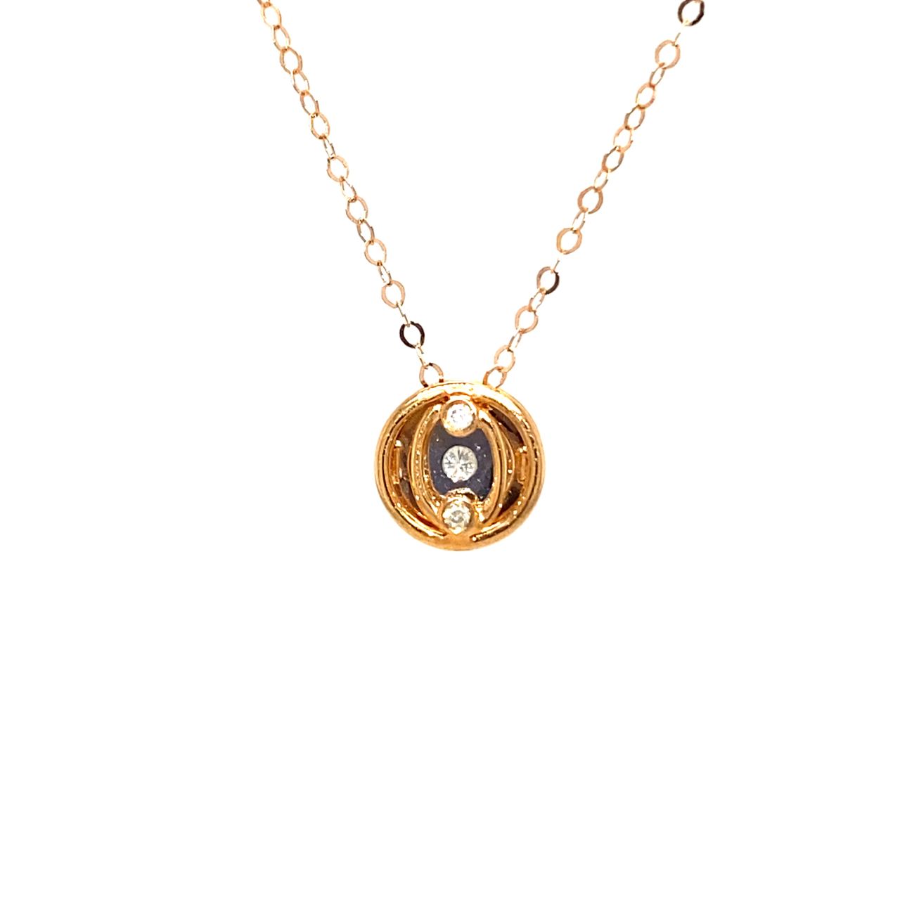 18K Rose Gold Circle Cancer Diamond Necklace