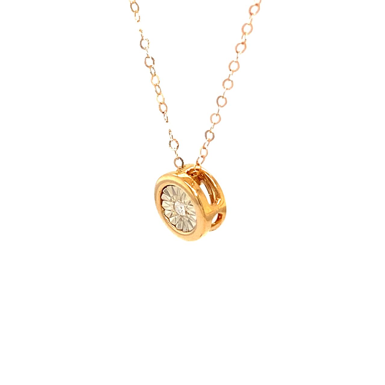 18K Rose Gold Circle Cancer Diamond Necklace