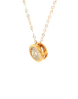 18K Rose Gold Circle Cancer Diamond Necklace