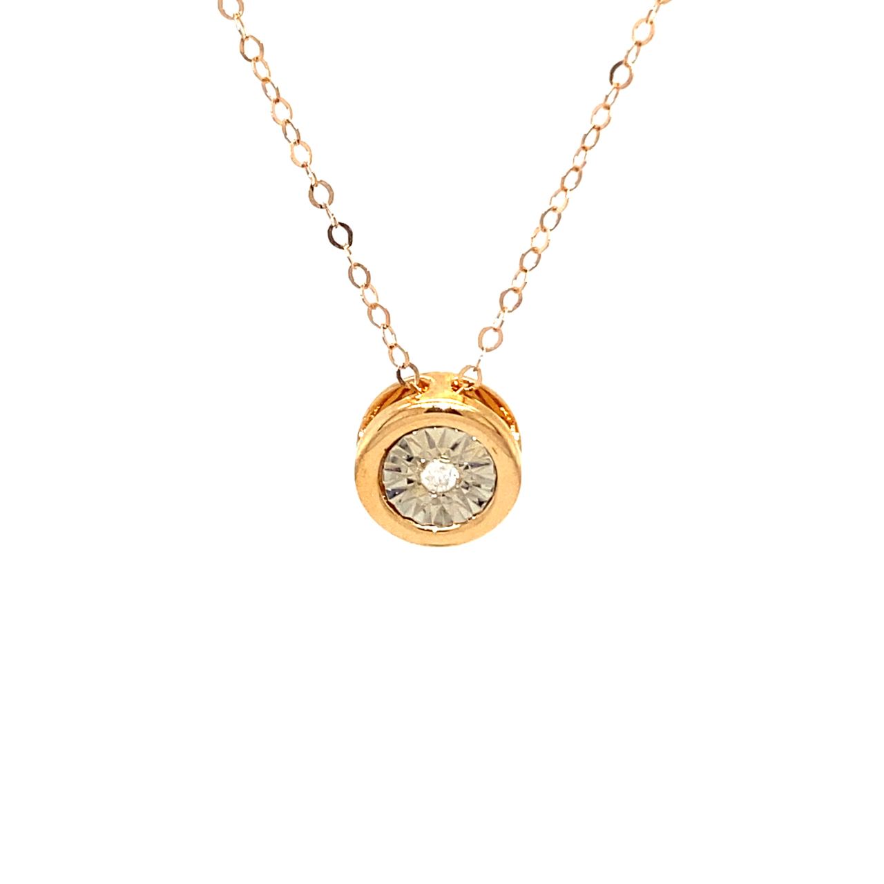 18K Rose Gold Circle Cancer Diamond Necklace