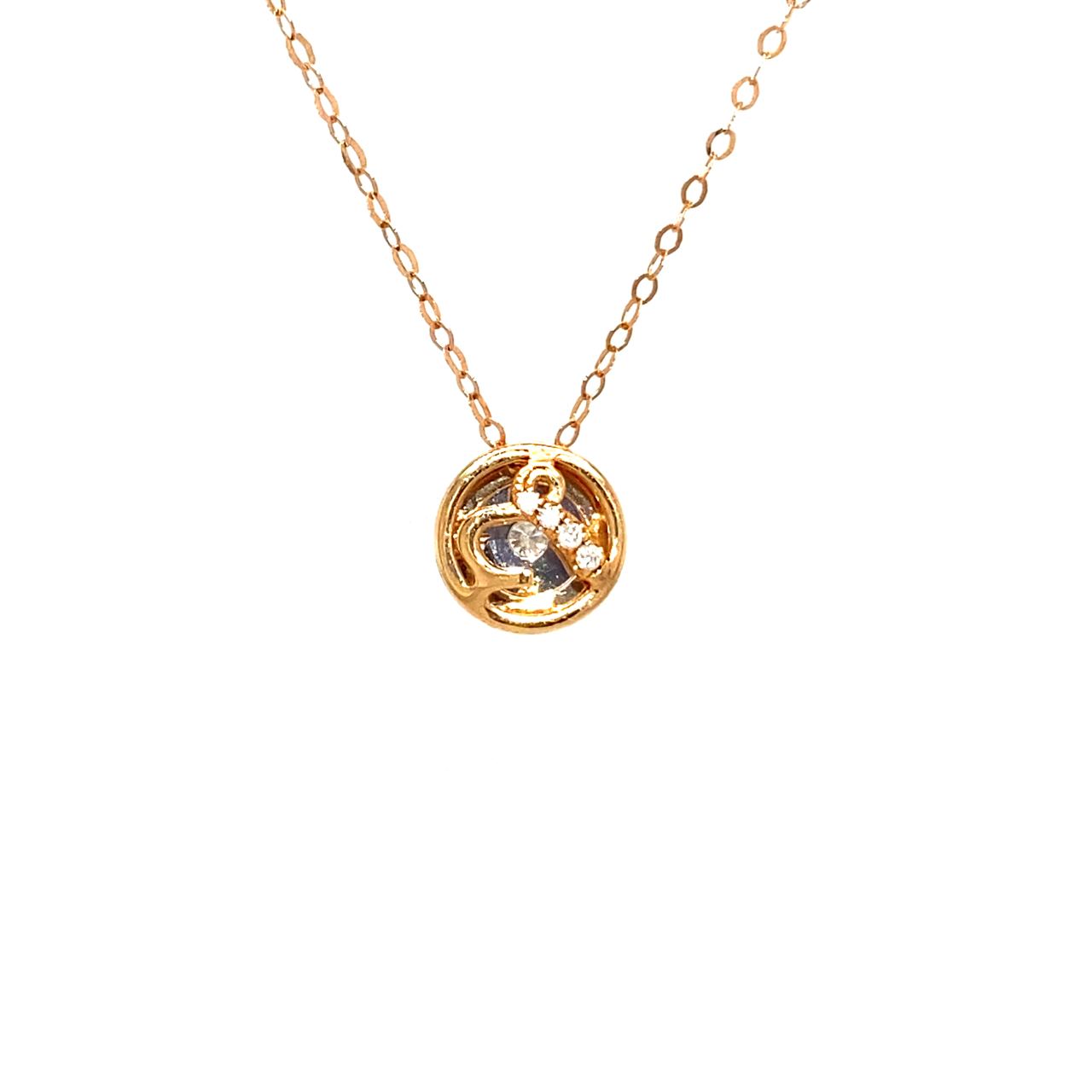18K Rose Gold Circle Capricorn Diamond Necklace