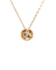 18K Rose Gold Circle Capricorn Diamond Necklace