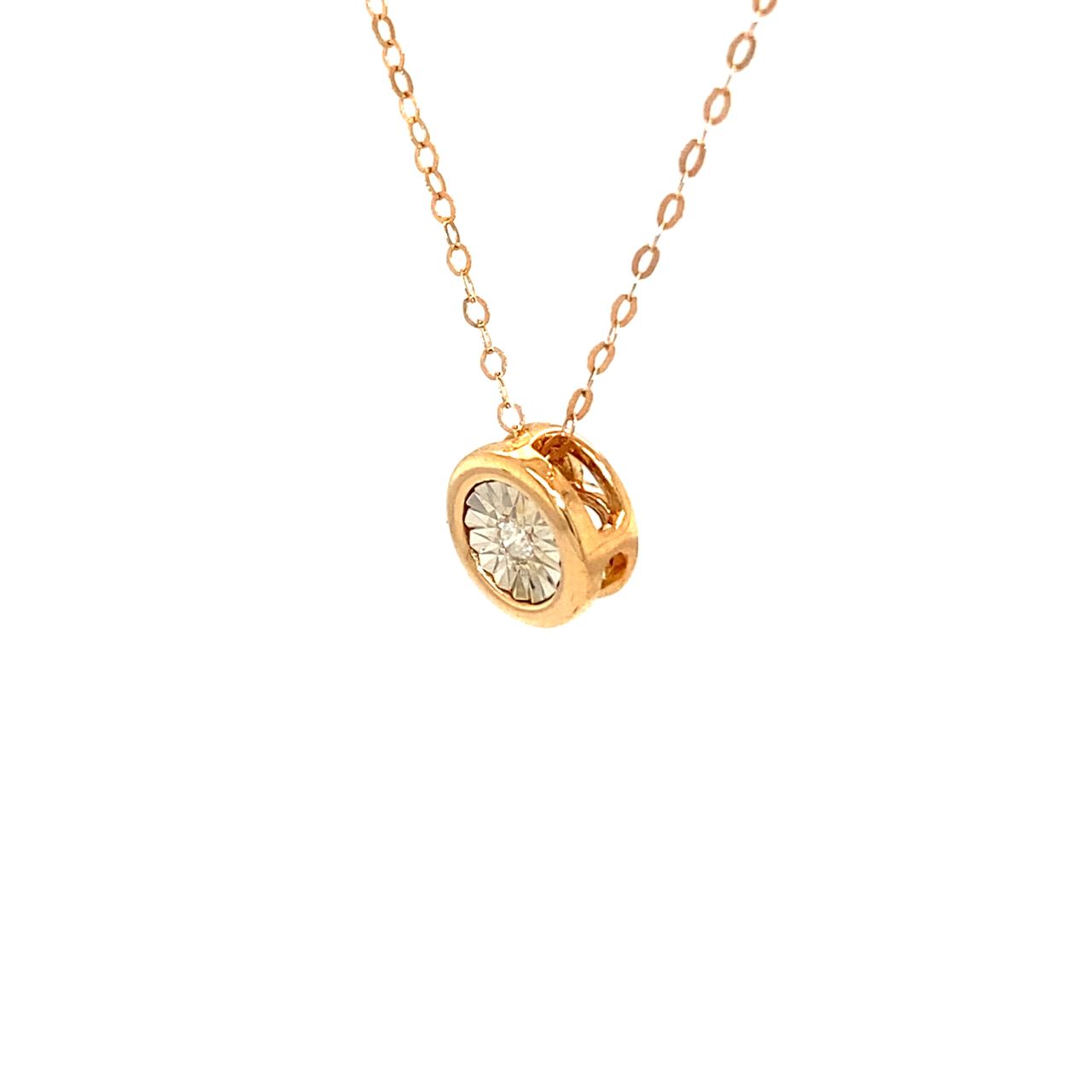 18K Rose Gold Circle Capricorn Diamond Necklace