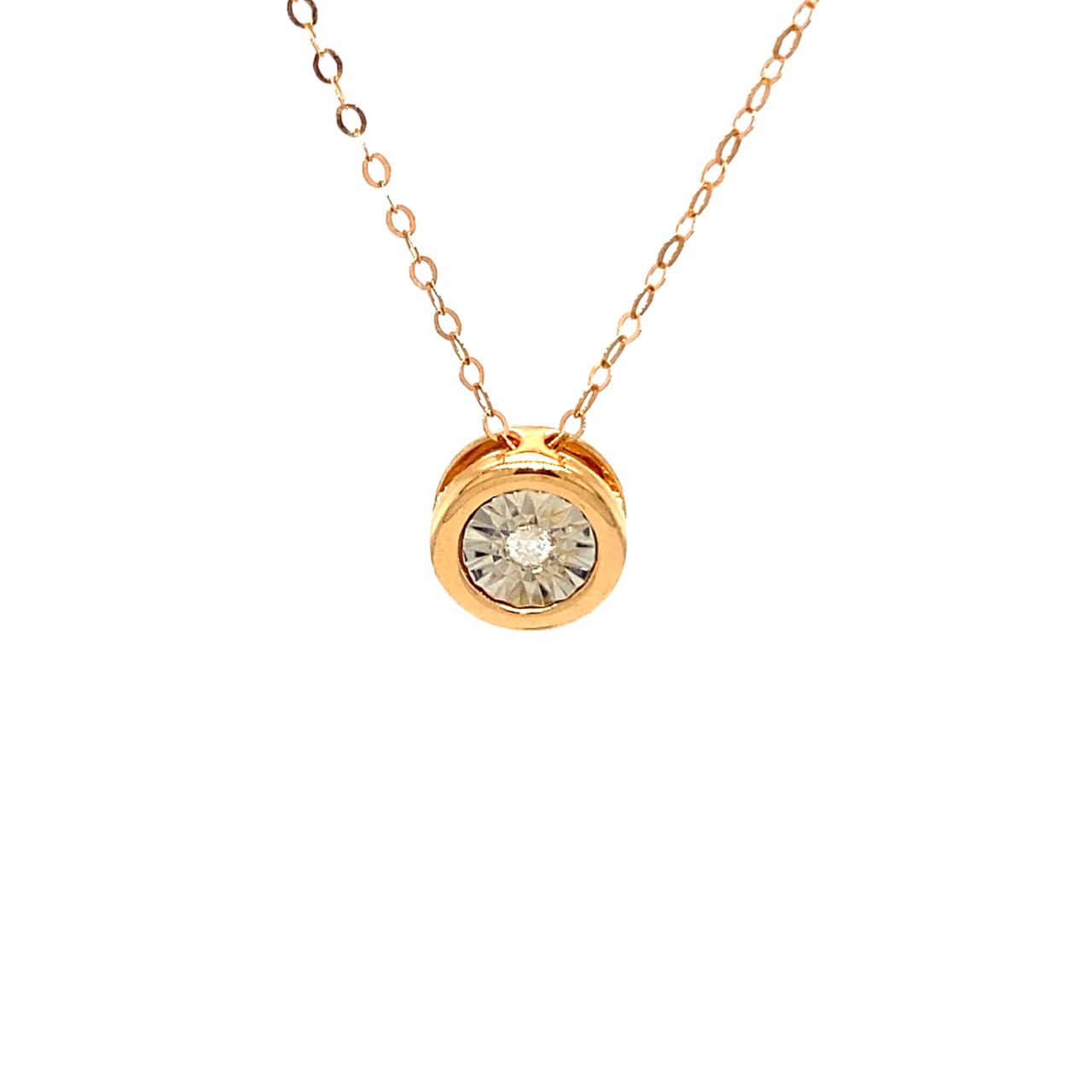 18K Rose Gold Circle Capricorn Diamond Necklace