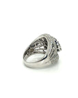 18K White Gold Bubble Side Lotus Top Chubby Diamond Ring