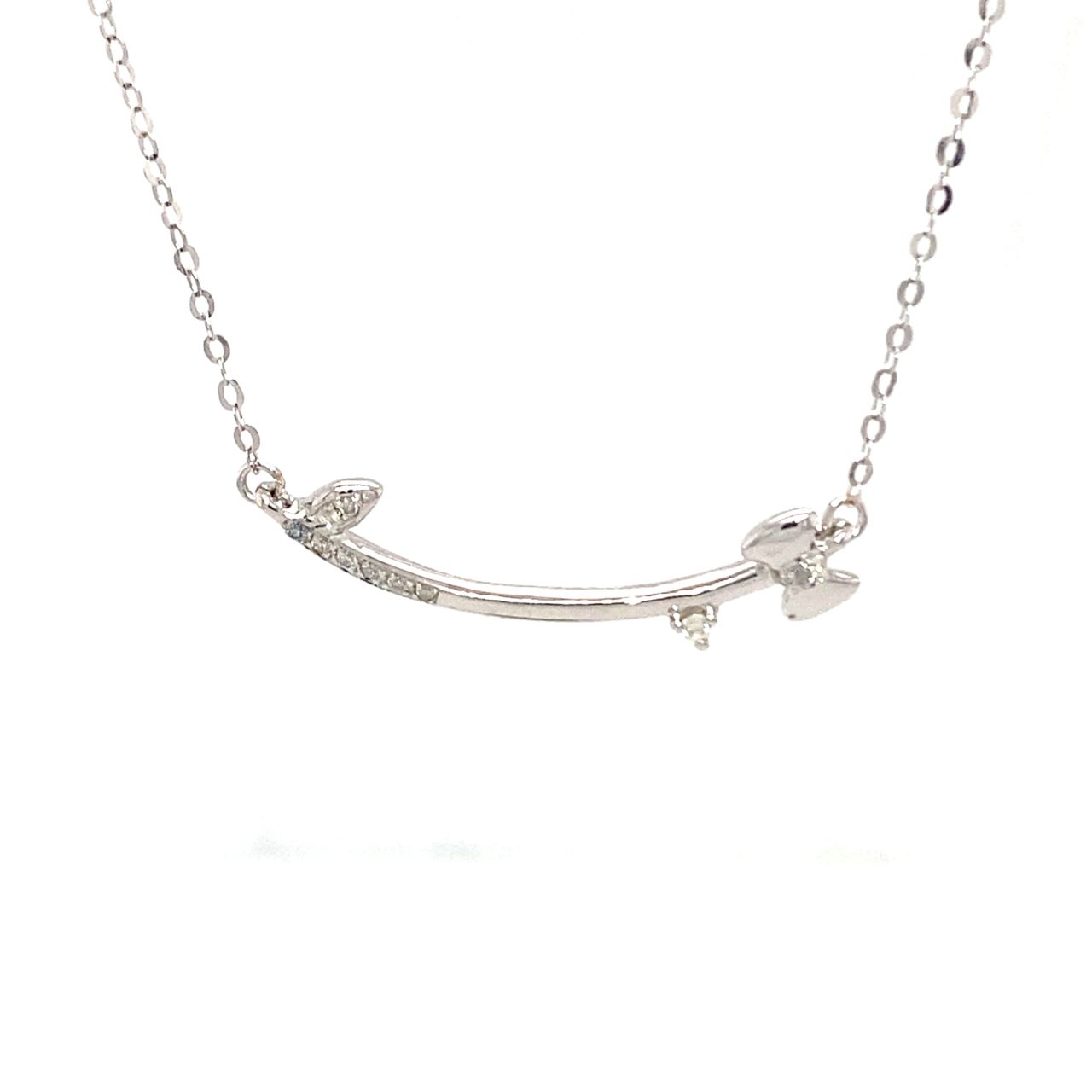 18K White Gold Smile Bow Diamond Necklace