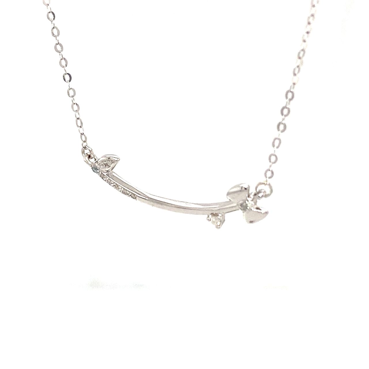 18K White Gold Smile Bow Diamond Necklace