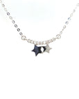 18K White Gold Smile Double Star Diamond Necklace