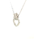 18K White Gold Crown Full Heart Diamond Necklace