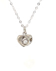 18K White Gold 3D Triple Heart Diamond Necklace