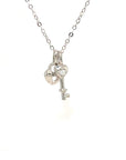 18K White Gold Key Lock Diamond Necklace