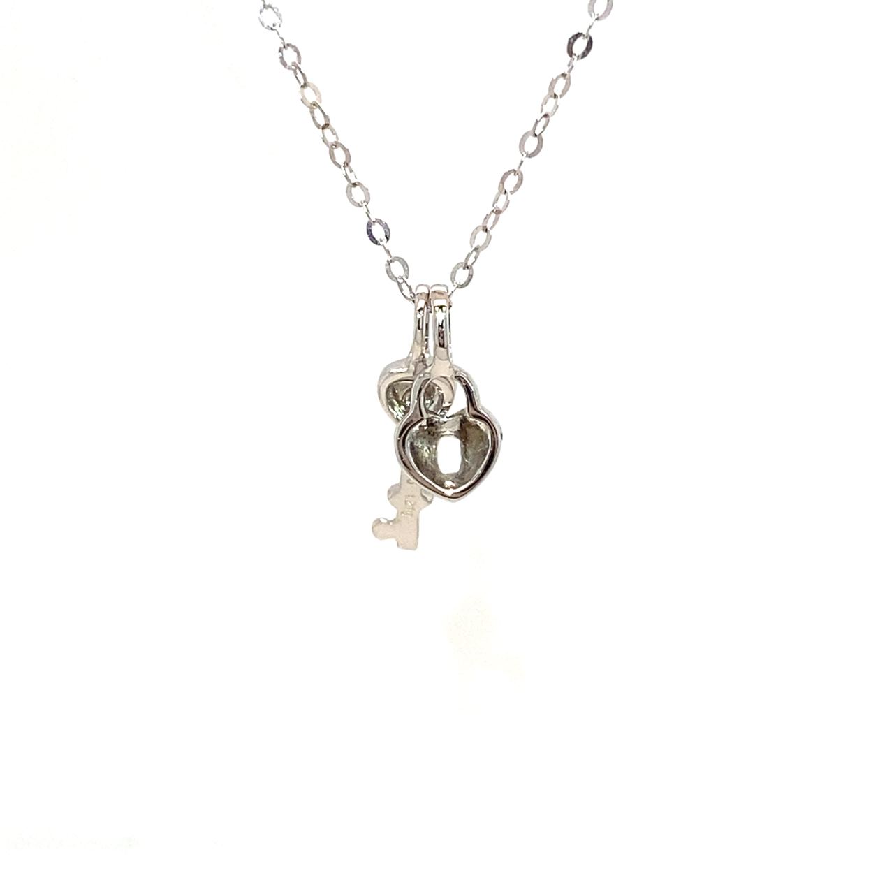 18K White Gold Key Lock Diamond Necklace
