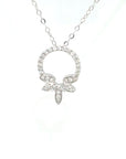 18K White Gold Circle Leavs Full Diamond Necklace