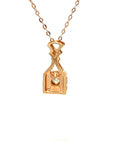18K Rose Gold Double Fan Lock Diamond Necklace