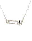 18K White Gold Flower Pin Diamond Necklace