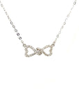 18K White Gold Twisted Bow Diamond Necklace