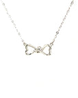 18K White Gold Twisted Bow Diamond Necklace
