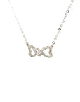 18K White Gold Twisted Bow Diamond Necklace