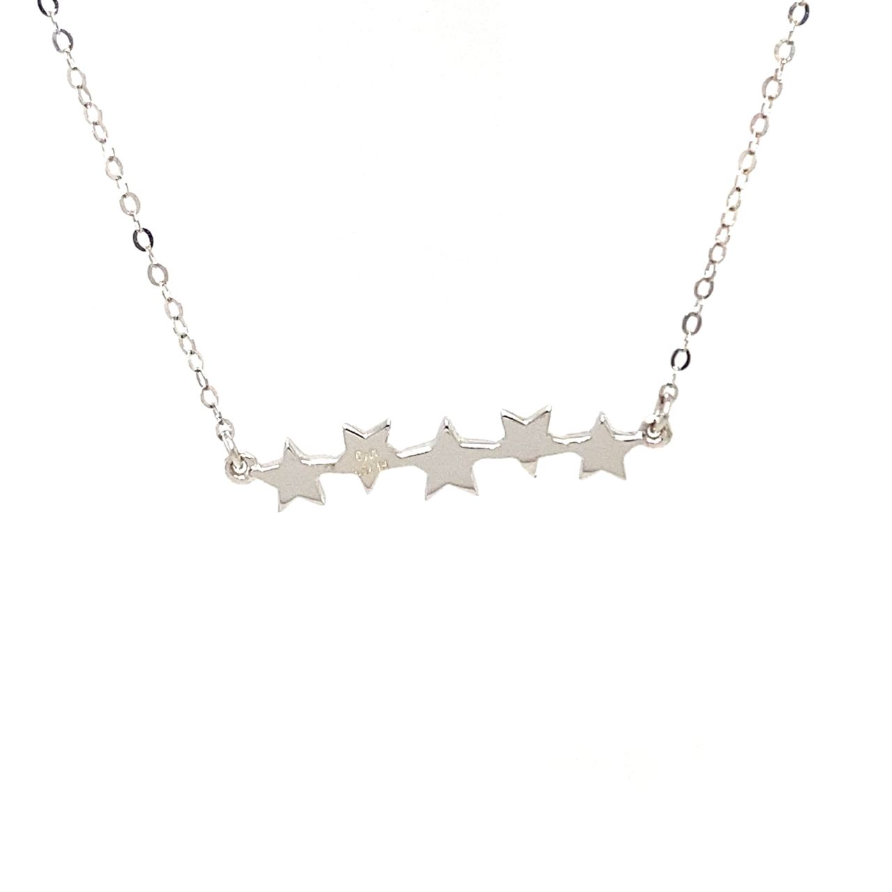 18K White Gold Triple Stars Diamond Necklace