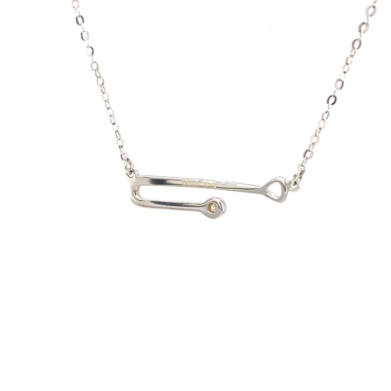 18K White Gold Clip Style Diamond Necklace