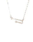 18K White Gold Clip Style Diamond Necklace