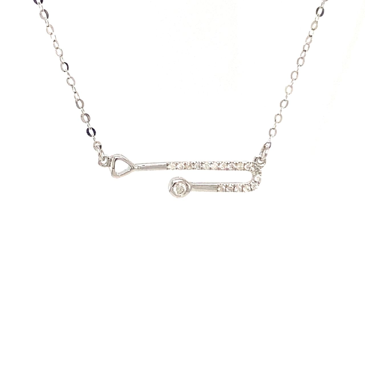 18K White Gold Clip Style Diamond Necklace