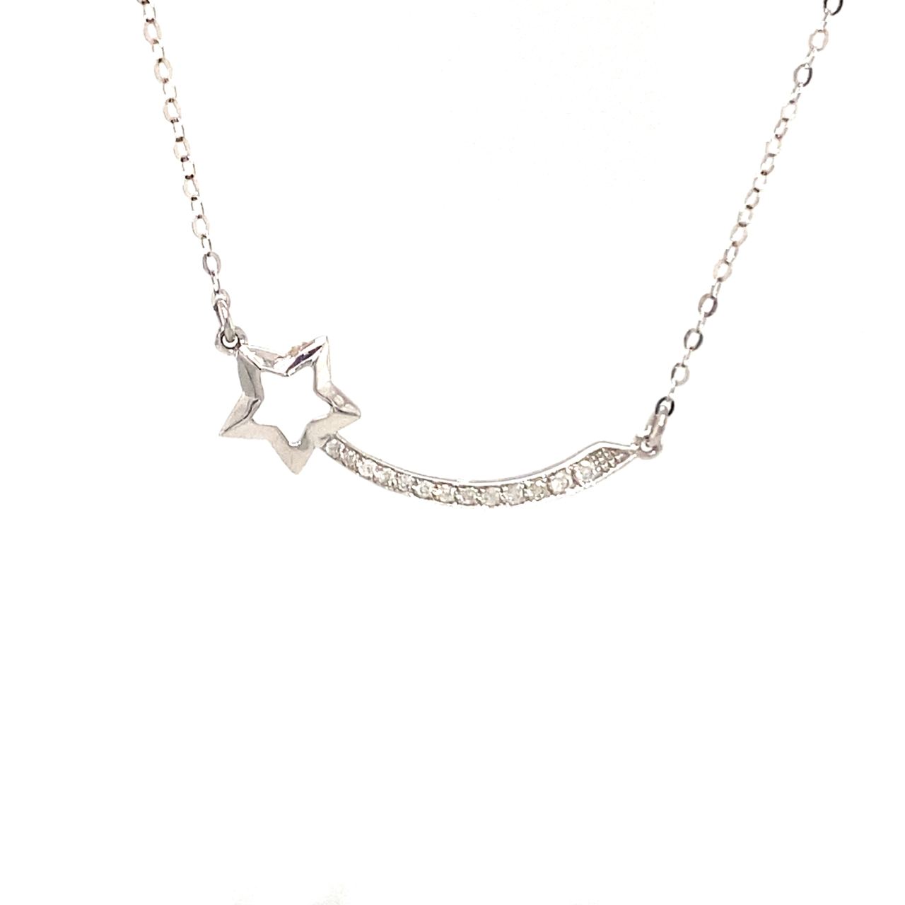 18K White Gold Smile Star Diamond Necklace