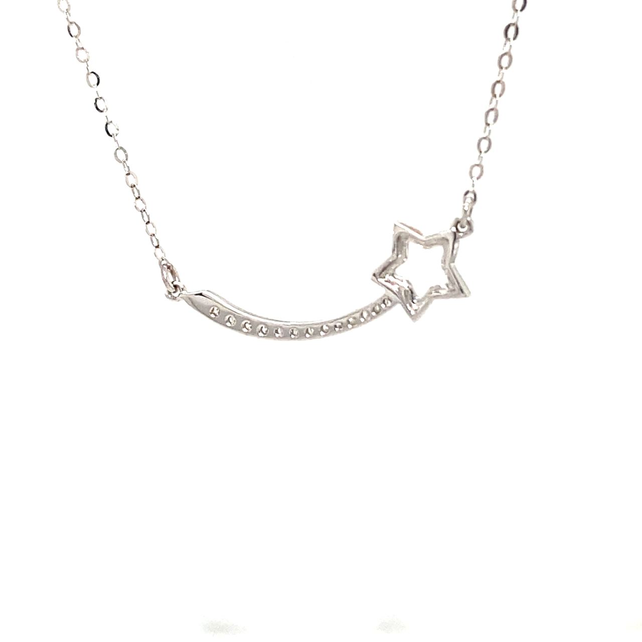 18K White Gold Smile Star Diamond Necklace