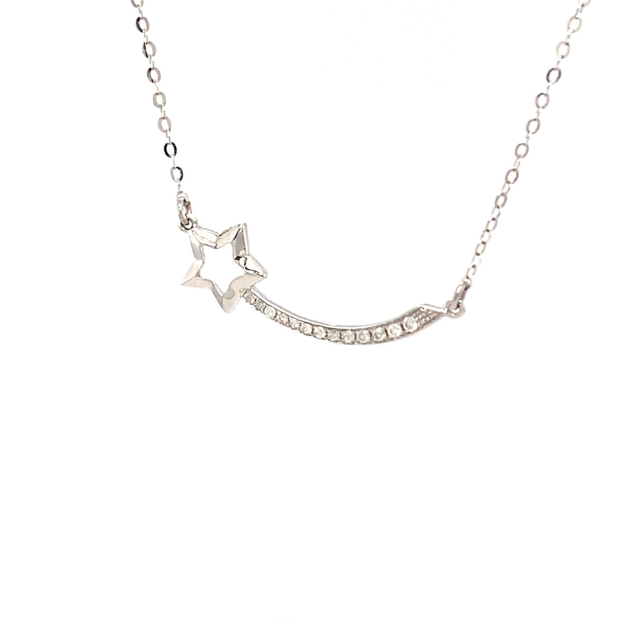 18K White Gold Smile Star Diamond Necklace