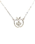 18K White Gold Apple Heart Diamond Necklace