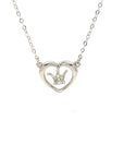 18K White Gold Crown On Heart Diamond Necklace