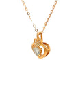 18K Rose Gold Triple Heart Circle Diamond Necklace