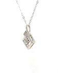 18K White Gold Petitle Double V Diamond Necklace 2.0