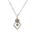 18K White Gold Petitle Double V Diamond Necklace 2.0