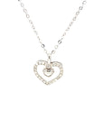 18K White Gold Swing Double Heart Diamond Necklace