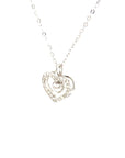 18K White Gold Swing Double Heart Diamond Necklace