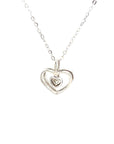 18K White Gold Swing Double Heart Diamond Necklace