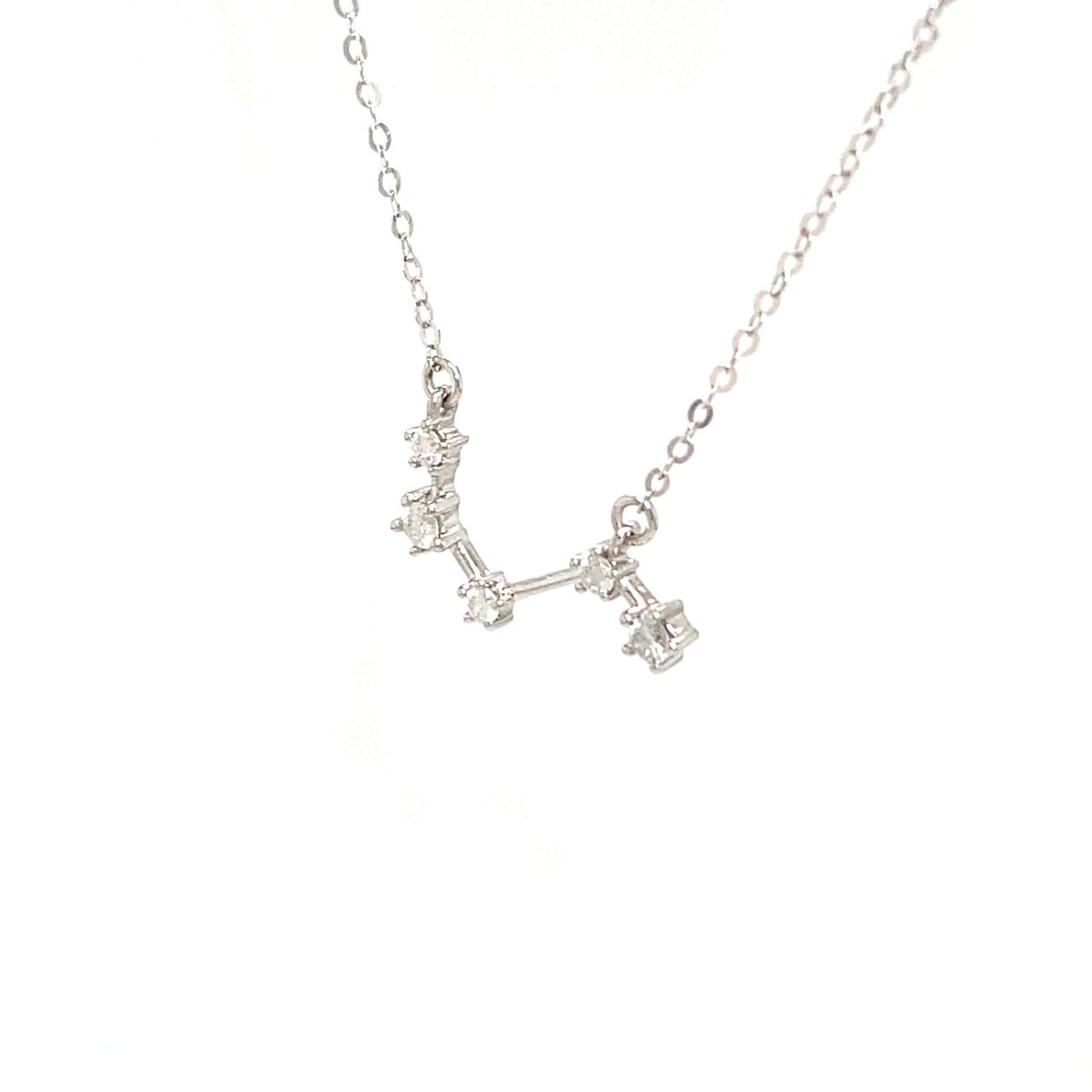 18K White Gold Aries Zodiac Diamond Necklace