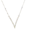 18K White Enlarge V Full Diamond Necklace