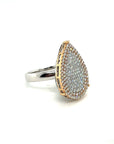 18K Rose Gold Split Colour Shoulder Pear Full Pave Top Diamond Ring