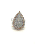 18K Rose Gold Split Colour Shoulder Pear Full Pave Top Diamond Ring