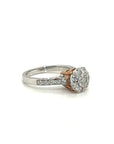 18K White Gold Split Colour Top Lotus Cluster Diamond Ring