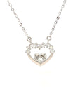 18K White Gold Illusion Setting Double Heart Diamond Necklace