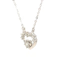 18K White Gold Illusion Setting Double Heart Diamond Necklace