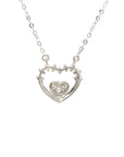 18K White Gold Illusion Setting Double Heart Diamond Necklace