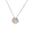 18K White Gold Square Style Diamond Necklace