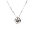 18K White Gold Square Style Diamond Necklace