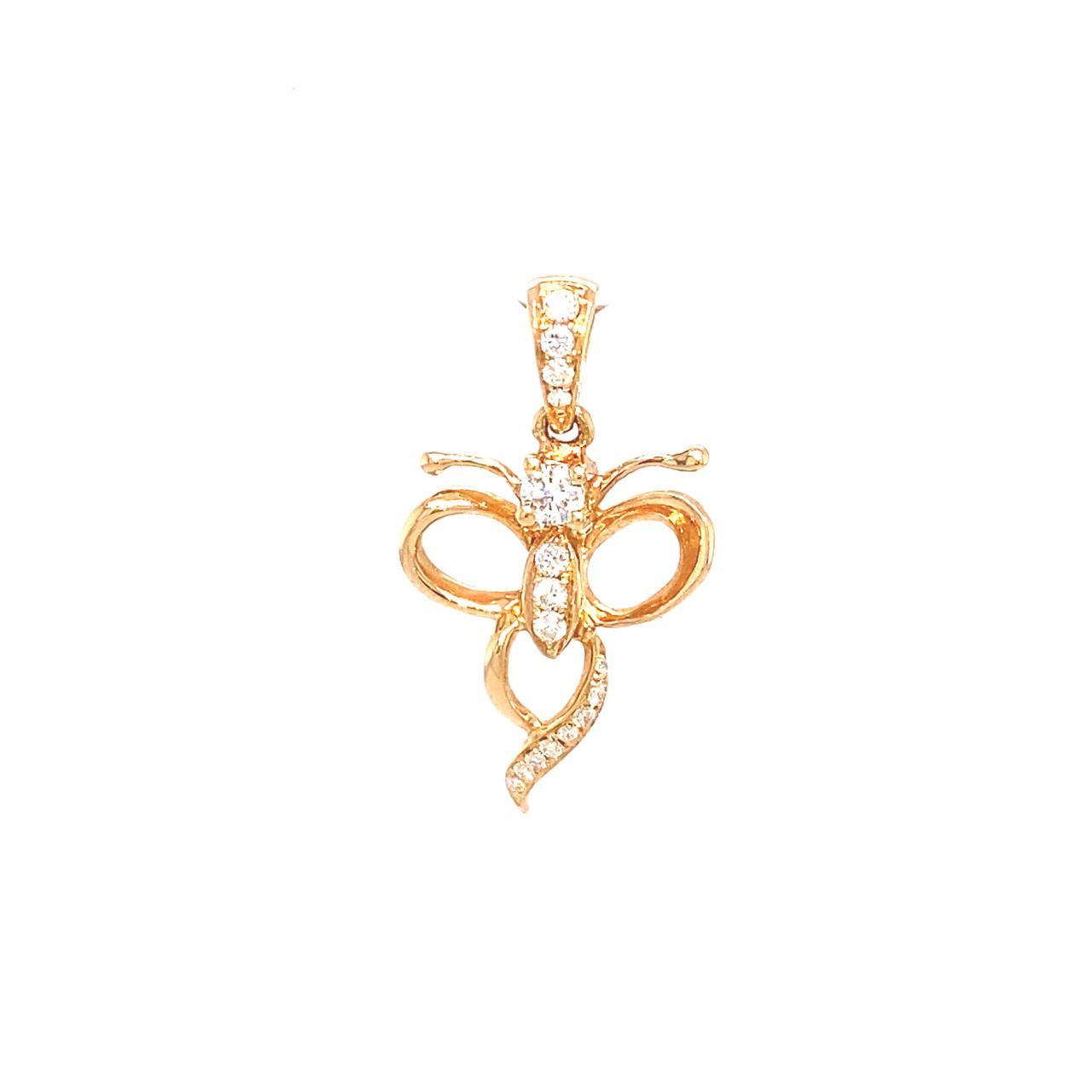 18K Rose Gold Butterfly Solo Wings Diamond Pendant