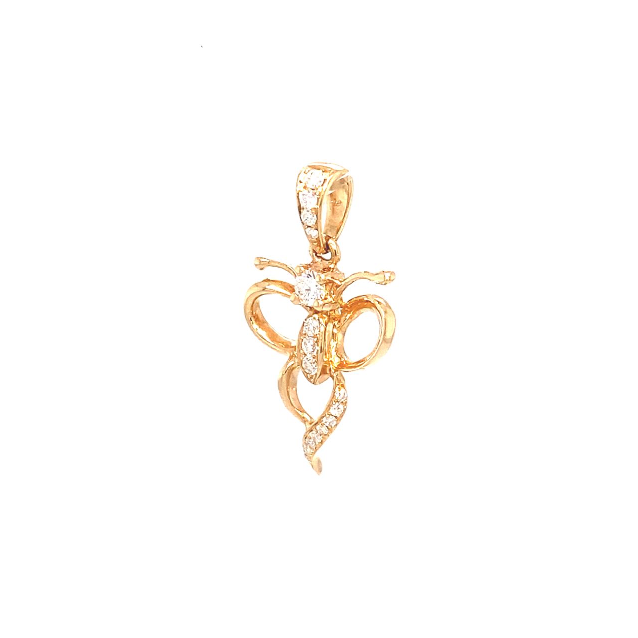 18K Rose Gold Butterfly Solo Wings Diamond Pendant